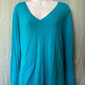 Turquoise cable knit sweater